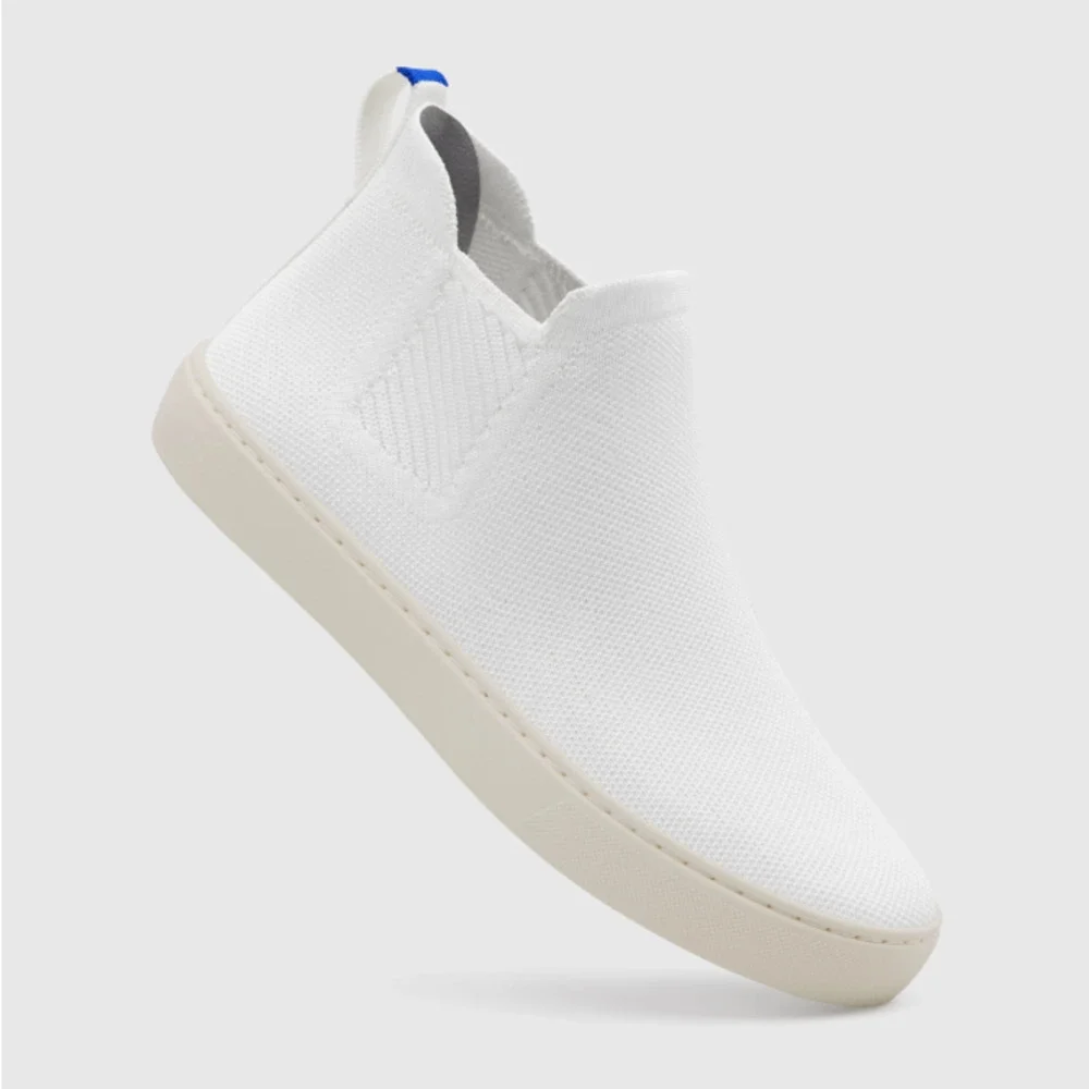 Rothy’s Women's The Chelsea Boot in White Flat Sneaker Shoes Size 8 NWOB